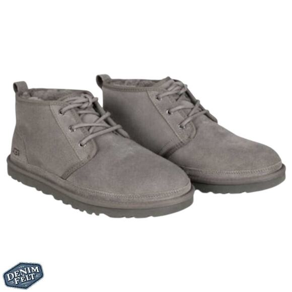 UGG Men's Charcoal Neumel Suede Casual Lace Up Short Winter/Snow Boots | NEW!! - Picture 1 of 16